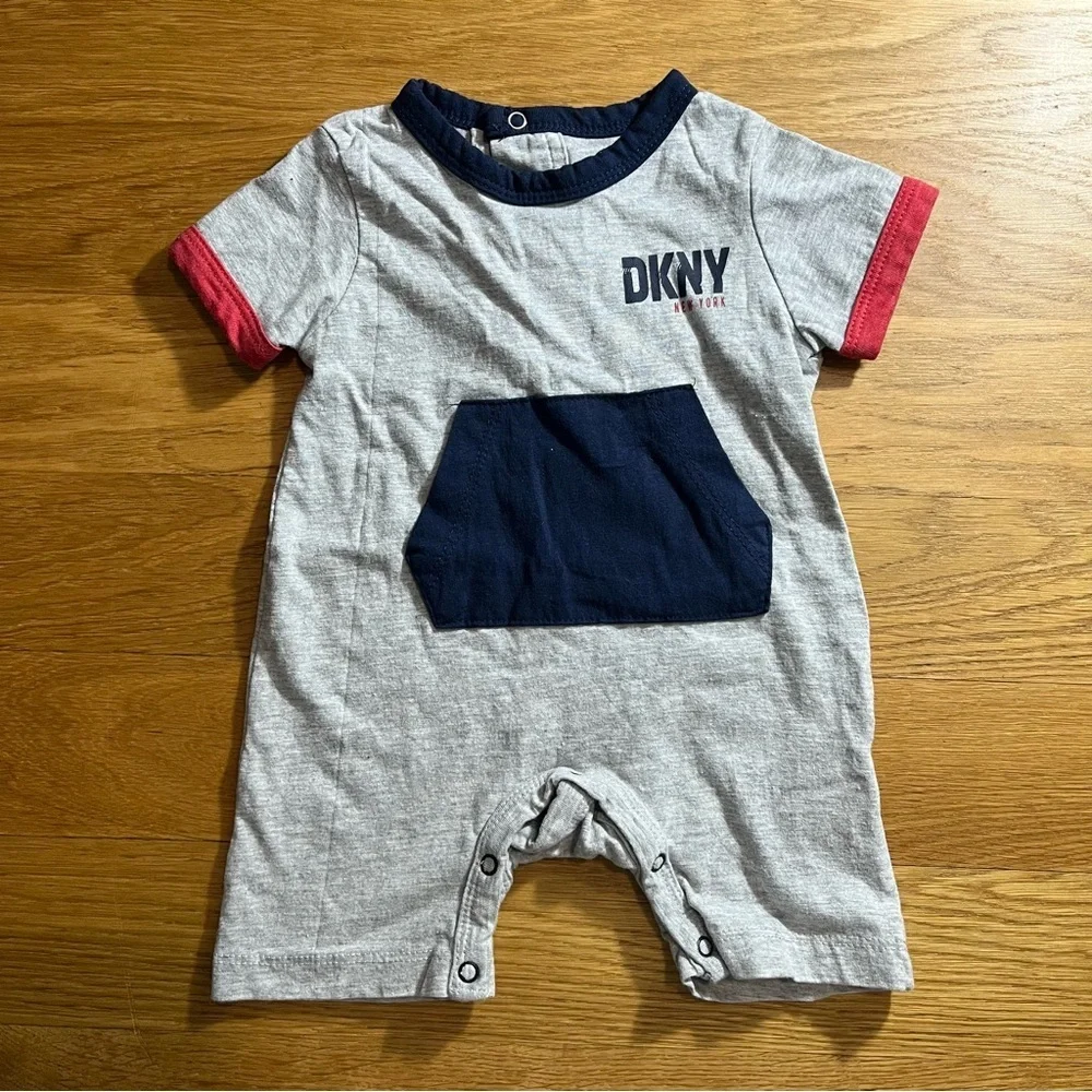 SET OF 2 NWOT DKNY Baby Boys Rompers 3-6M Summer One-Piece Red White Blue